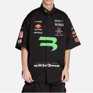 Balenciaga Gamer Extreme Short Sleeve Cotton Shirt in Black 38EU/ M US
